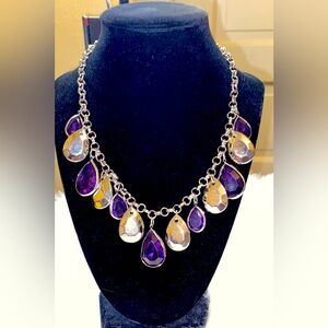 🔥🔥 Purple and Silver Necklace Set w/ Matching Earrings!